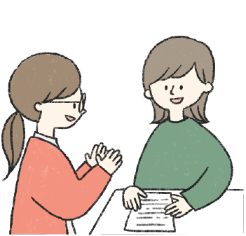 支援方法や教室での過ごし方を先生と一緒に考えるスタッフのアイコン