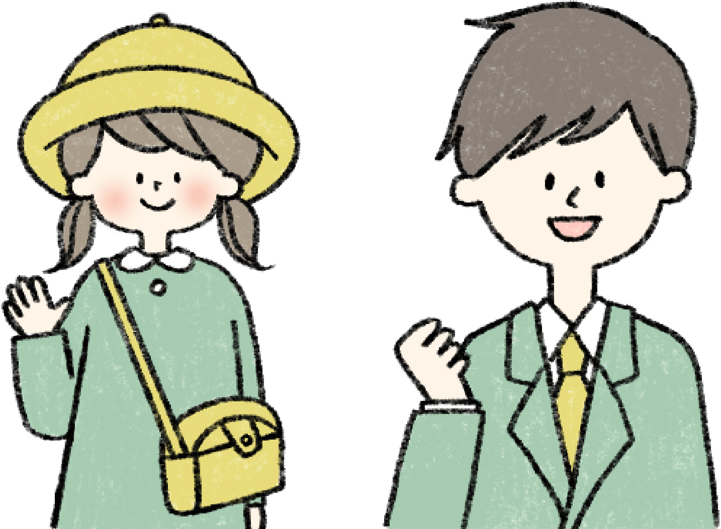 保育園児と高校生のイラスト